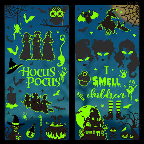 AnyDesign 9 Sheet Halloween Window Clings Scary Witch Glow in The Dark Window Decals Green Luminous Hocus Pocus Window Stickers for Halloween Party Home Office Window Glass Mirror Decor AnyDesign 9 Sheet Halloween Window Clings Scary Witch Glow in The Dark Window Decals Green Luminous Hocus Pocus Window Stickers for Halloween Party Home Office Window Glass Mirror Decor