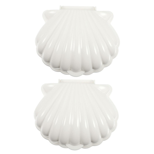 Cabilock 2 Pcs Shell Soap Dish containers with lids Travel Container bar soap Holder for Shower Travel case soapdish Travel Tray Soap Dish with Drain Seaside pp Sponge Holder Sink White