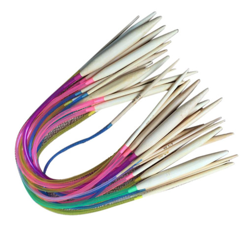 18 Pairs Circular Knitting Bamboo Interchangeable Knitting Needles Knitting Kits Knitting Needle Tube Bamboo Knitting Needles Circular Wooden Round with a Needle