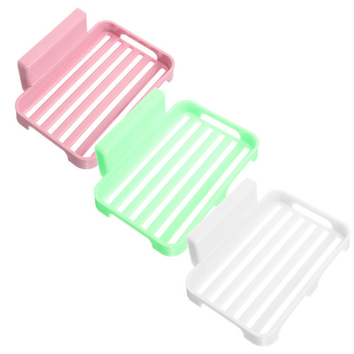 FONDOTIN 3pcs Paste Wall Mounted Soap Holder Shower soap bar Holder Drainer soap Holder self draining soap Dish Wall-Mounted soap Stand Bathroom soap Holder Tray soap Dispenser pp Nail Free