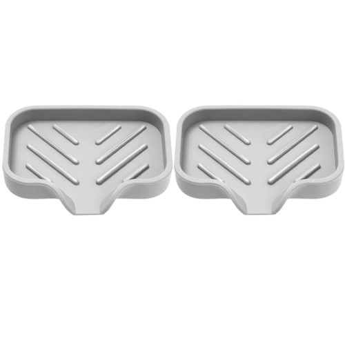 Alipis 2Pcs Silicone Soap Dishes Draining Bar Soap Holders for Shower Bathroom Countertop Soap Trays Kitchen Sink Organizer Sponge Holder Self Draining Soap Dish(Grey).