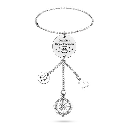 Hippo Rear View Mirror Hanging Accessories Hippo Theme Inspirational Gift Don't Be A Hippo-twatamus Encouragement Gift Inspirational Gift for Friends Men Women Motivational Quote Gift