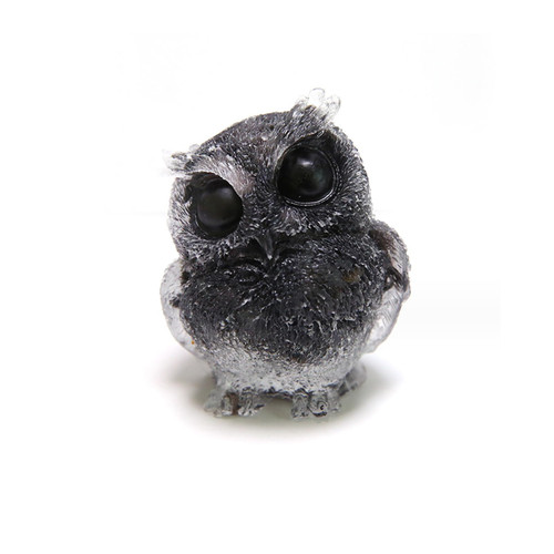 BRBASAP 2.5" Natural Black Obsidian Owl Statue Gemstone Figurine for Home Decor Tumbled Stone Owl Figurine Mini Owl Sculpture