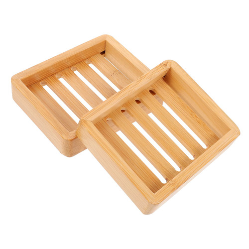 Zerodeko 2 Pcs Boxes Wooden Soap Box Wooden Sponge Holder Kitchen soap Holder Sink soap Tray Wooden soap Drainer Slotted draining Rack Bathtub Dish Protective Agent Bamboo Travel Storage