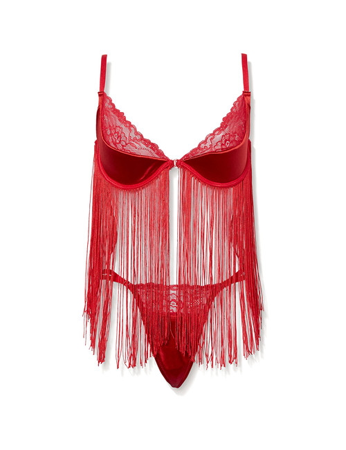 Coquette Womens Bra & G-string Lingerie Set, Red, Large US