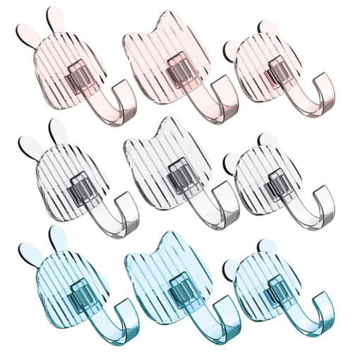 Alipis 9pcs Decor Sticky Hooks for Hanging Bathroom Towel Hooks for Wall Adhesive Wall Hooks for Key Wall Mount Hook Hanger Key Storage Hook Key Hanger Child Small Animals Abs Key Hook