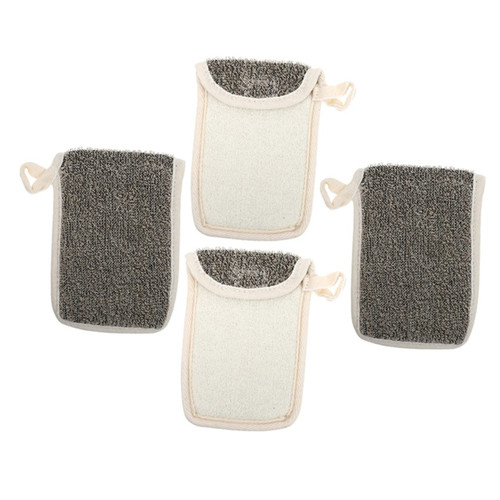 GLEAVI 4pcs Black Linen Soap Bag Exfoliating Loofah Exfoliating Sponges for Body Pouch Soap Pouch for Shower Mesh Soap Bag Cotton Soap Bags Multifunction Flax Bubble Bag