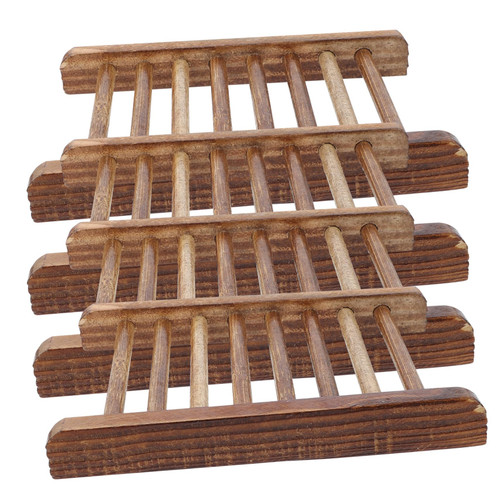 FELTECHELECTR 4pcs Sink Soap Holder Wooden Soap Holder Soap Dish Holder Wood Soap Tray Draining Soap Shower Soap Holder Soap Holder Self-draining Wood Soap Dish Travel Wooden Pallets Take a Bath