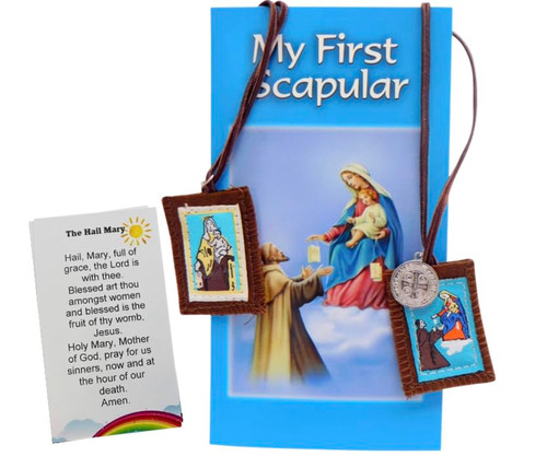 Westmon Works My First Scapular Pack for Girls and Boys Children and Teens First Communion Confirmation Gift Set