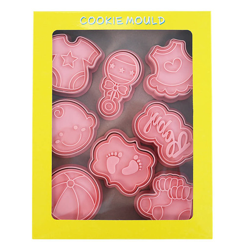 8pcs Baby Cookie Cutters Cartoon Pattern Pressable Fondant Biscuits Mold DIY Cookie Stamps Cookie Stamps Press For Baking