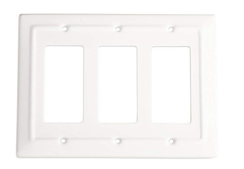 Monarch Abode 19059 Triple Switch Architectural Rocker Decorative Wall Plate Switch Plate Outlet Cover, 3-Gang, Classic White