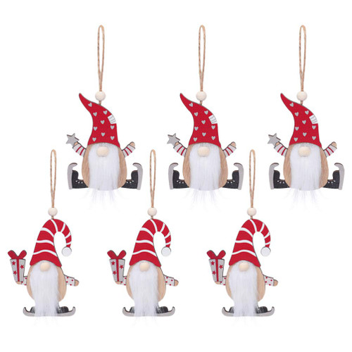BESTOYARD 6Pcs Christmas Tree Pendant Swedish Santa gnome Wooden Santa Christmas Ornaments Christmas Car Hanging Ornament Gnomes Ornaments Christmas Tree Ornament Statue Elder Nordic Textile