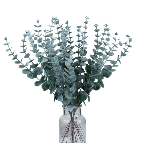 SITUMEIZI 24 Pcs Eucalyptus Stems Artificial Eucalyptus Leaves Stems Faux Greenery Branches for Home Office Flowers Bouquet Centerpiece Wedding Decorations(Green,24)