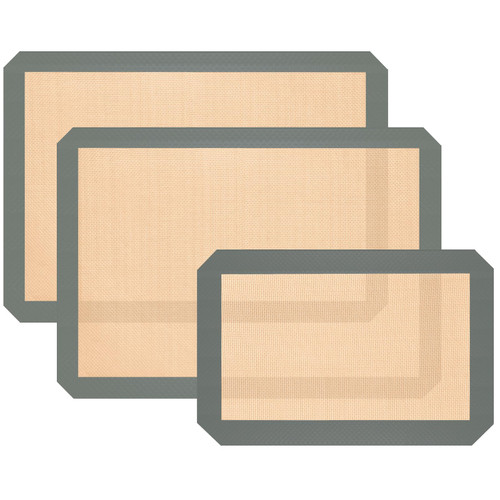 Silicone Baking Mat, 3 Pack Reusable Baking Mat, Non-Stick, Food Safe Silicone Mats for Baking, Oven Baking Sheet for Making Cookies, Macaroons, Bread Silicone Baking Mat, 3 Pack Reusable Baking Mat, Non-Stick, Food Safe Silicone Mats for Baking, Oven Baking Sheet for Making Cookies, Macaroons, Bread