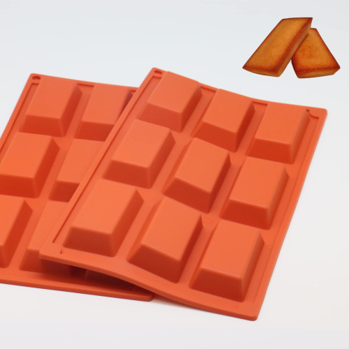 JACOBAKE Narrow Financier Silicone Rectangle Molds Set of 2, Protein Bars mold Energy Bars Maker for Caramel Bread Loaf Muffin Brownie Cornbread Cheesecake Pudding Soap Butter Mould (9 cavities)
