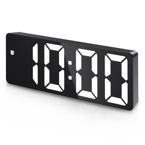 JXTZ Digital Clock, Alarm Clocks for Bedrooms, Desk Clock with Snooze, Temperature Display, Adjustable Brightness, Voice Control, LED Clock 12/24H Display for Home, Bedroom, Office, Gifts
