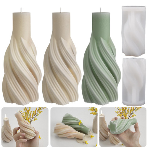 Art Candle Mold Art Bottle Mold Spiral Candle Mold Cylinder Resin Mold Clay Mold Jewelry Resin Casting Mold Candle Making Molds Craft Supplies 3D Mold Silicone Mold for Resin Casting Mold