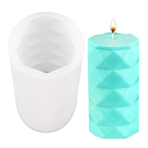 Diamond Cylinder Candle Silicone Mold Geometric Soap Wax Fondant Chocolate Cake Candy Baking Mold Plaster Resin Polymer Clay Mould