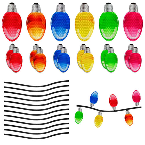 36pcs Reflective Car Magnet Decorations, 24 Light Bulb Car Magnets with 12 Line-Shaped Magnets Fridge Magnets Christmas Magnetic Car Christmas Lights for Metal Mailbox Garage