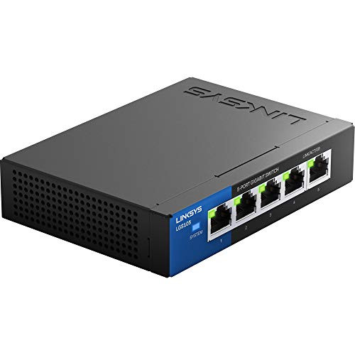 Linksys Business LGS105 5-Port Desktop Gigabit Ethernet Network Unmanaged Switch I Metal Enclosure Linksys Business LGS105 5-Port Desktop Gigabit Ethernet Network Unmanaged Switch I Metal Enclosure
