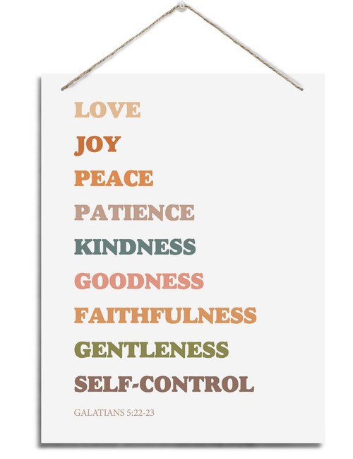 BQL Inspirational Wall Decor, Decorative Hanging Wood Signs, Positive Home Decor, Office Wall Decor, Mindfulness Hanging Sign, Christian Artwork, Scripture Sign, Galatians 5:22-23 Wall Art Sign
