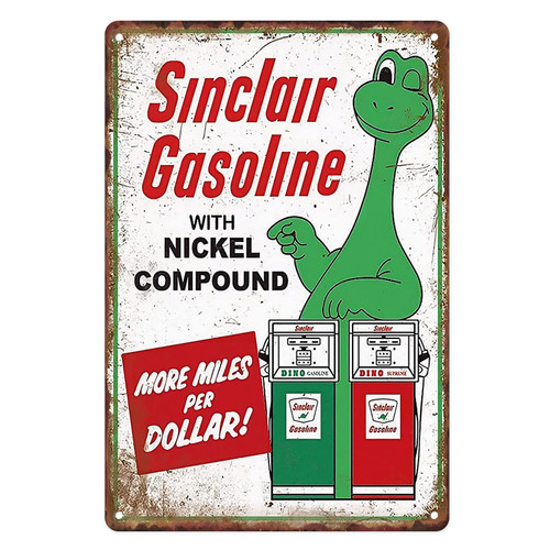 Metal Tin Sign Vintage Reproduced Gas Oil Car Sinclair Gasoline for Garage, Man Cave Wall Decor 12 X 8 Inches