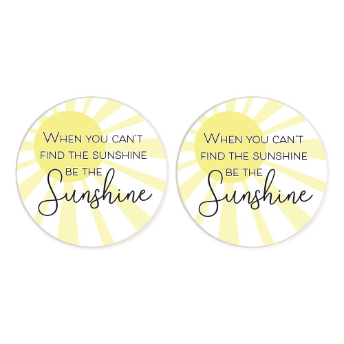 Be The Sunshine Yellow 2.75 x 2.75 Absorbent Ceramic Car Coasters Pack of 2