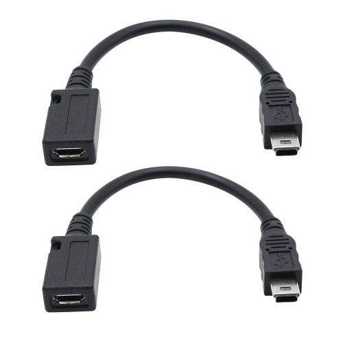 Kallaudo Micro USB to Mini USB Adapter Cable 14cm Mini USB 5P Male to Micro USB 5P Female Charging and Data Sync Cord(2Pack)