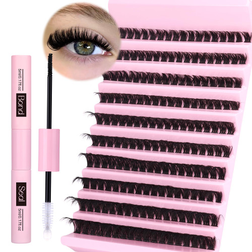 Individual Lashes Extension Kit 100D Cluster Lashes with Lash Bond and Seal 8-16MM Individual Eyelashes D Curl Eyelash Extension Kit Thick Full Volume Lashes Clusters at Home by Winifred