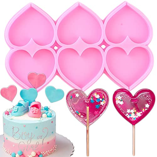 1PC Love Heart Lollipop Silicone Molds Cupcake Topper Fondant Mold Baby Birthday Cake Decorating Tools Chocolate Candy Resin Moulds