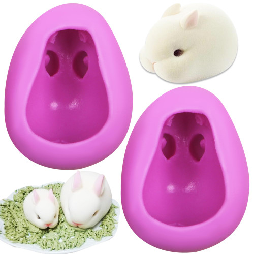 Bunny Chocolate Silicone Molds, 2 Pcs 3D Rabbit Fondant Molds for Easter Baskets, Cake Decoration, Cupcake Toppers, Soap, Clay