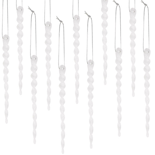 30 Pieces Plastic Icicle Twisted Plastic Icicle Christmas Ornaments Icicle Decoration Christmas Tree and Holiday Xmas Party Wedding Hanging (White,5.12 Inch)