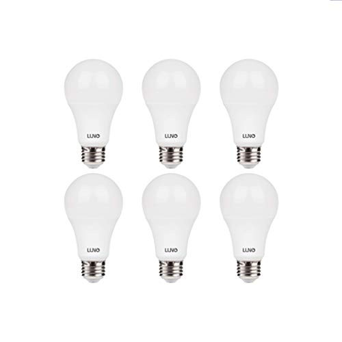 LUNO A19 Non-Dimmable LED Bulb, 14W (100W Equivalent), 1500 Lumens, 5000K (Daylight), Medium Base (E26), UL Certified (6-Pack)