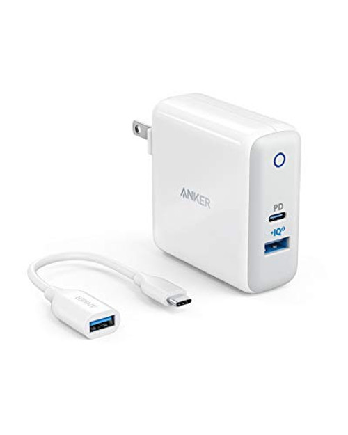 Anker USB C Charger with USB-C to USB Adapter, PowerPort II, UL Certified 49.5W Wall Charger with Foldable Plug, PD for MacBook, iPhone XS/Max/XR/X/8/7/6/Plus, PowerIQ 2.0 for S9/S8/Plus and More
