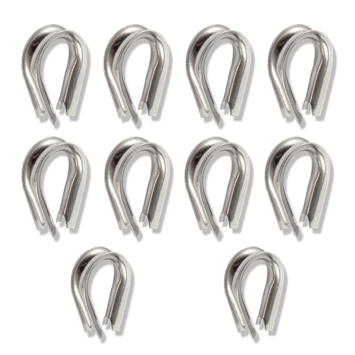 LEONTOOL 10pcs M8 304 Stainless Steel Thimble for 5/16 Inches Diameter Wire Rope Cable Thimbles Rigging 8mm Wire Rope Tube Thimble Heavy Duty Cable Clamps Assortment