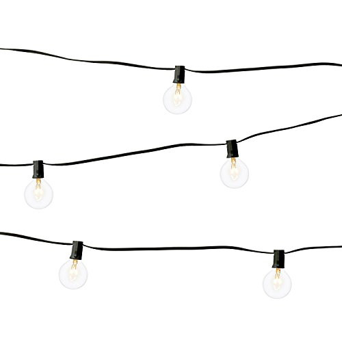 LampLust Globe Christmas String Lights - Classic Black, 28 Ft. Wire with 25 Round G9 Mini Bulbs, Outdoor Indoor, Commercial Grade, Connectable, Plugin - UL Listed