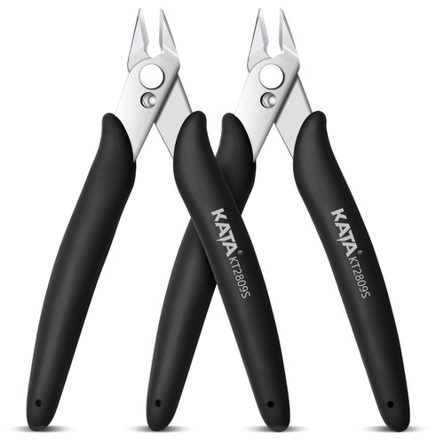 KATA 2-Pack Stainless Steel Micro Wire Cutters, Precision Electronics Flush Cutter and Side Cutting Pliers for Electronics, Jewelry Making, Model Kits