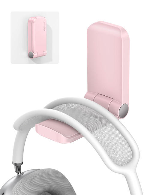 Lamicall Headphone Stand, Sticky Headset Hanger - Adhesive Headphone Holder Hook Mount, Headset Stand Holder Clip Under Desk, Earphone Clamp for Airpods Max, HyperX, Sennheiser, Pink