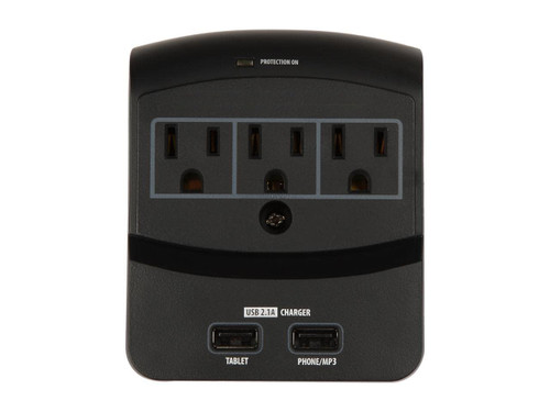 Monster Surge Protector Outlet Extender 3 Outlet Extender and 2 USB Port Charger, Wall Outlet Multiple Plug - Fireproof 540 Joules