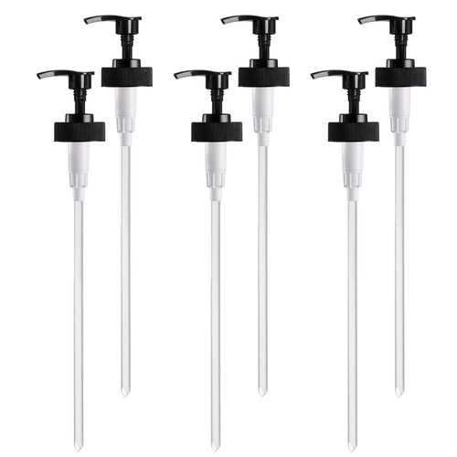 Gallon Pump Dispenser, Fits Most 1 Gallon Jugs and Containers 38/400 Snow Cone Syrup Pump Lid Top Replacement for Sanitizer, Lotion, Shampoo, Conditioner (Balck - 6 Pack)
