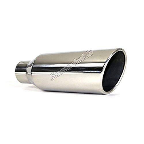 Remarkable Power 2.5" Inlet 4" Outlet 12" Long Stainless Steel Rolled Edge Exhaust Tip EXT09