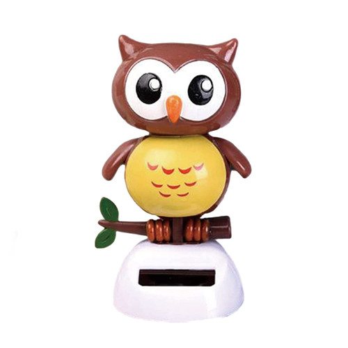 Solar Powered Toy Owl Dancing Figure, Cute Solar Dancing Shaking Head Animals for Car Dashboard Decoration and Desk Ornament (B-Brown)