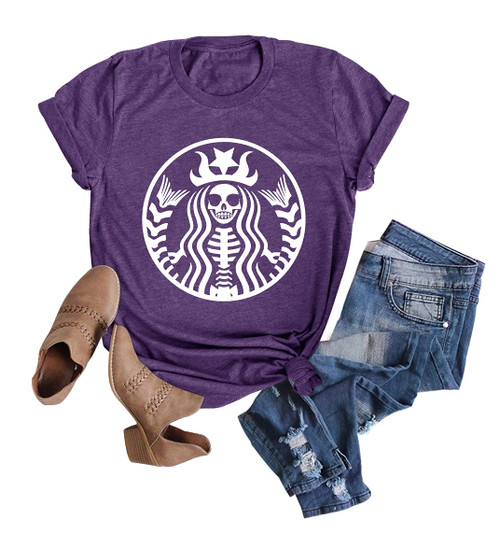 Women Halloween Graphic Basic Witch T-Shirts Funny Hocus Pocus Casual Tops Tees Short Sleeve Fall Shirt