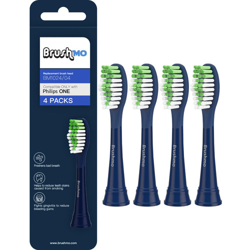 Brushmo Replacement Toothbrush Heads Compatible with Philips Sonicare One Toothbrush, for HY1100 Midnight Navy Blue BH1022/04 Brush Head (Midnight Navy Blue) 4 Pack