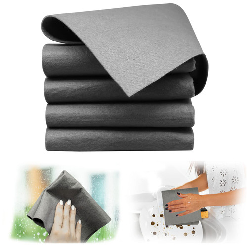 5Pcs Thickened Magic Cleaning Cloth, Magic Fiber Microfiber Cleaning Cloth Streak Free Glass Cleaning Cloth, Reuseable Glass Cleaning Magic Cloth for Cleaning Windows Cars Kitchen (11.8 X 11.8Inch)