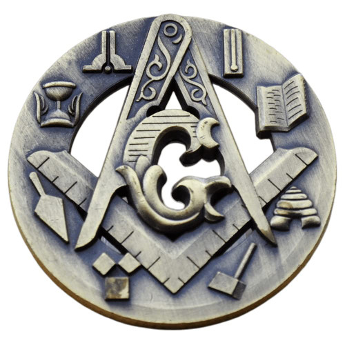 Joygulls Masonic Challenge Coin Symbolic Square & Compass Masonic Auto Emblem