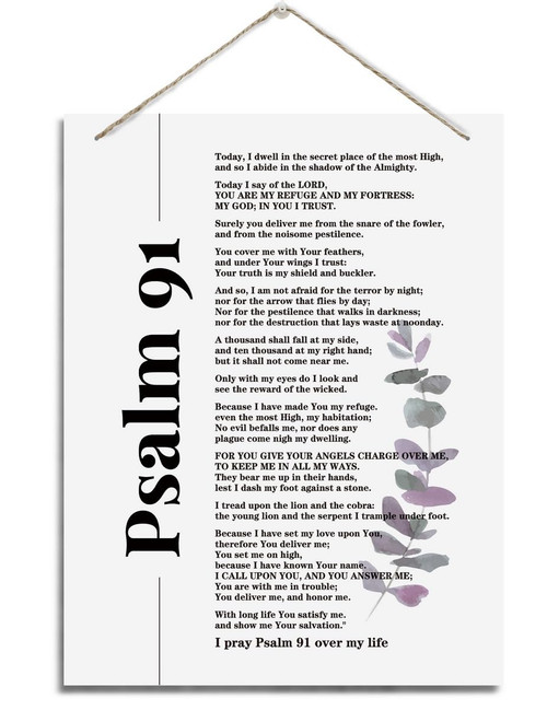 BQL Inspirational Wall Decor, Decorative Hanging Wood Signs, Wall Decor Art, Home Office Wall Decor Gift, Christian Scripture Wall Decor, Religious Hanging Sign, Psalms 91 Wall Art Sign