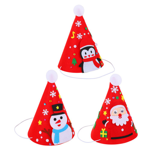 IFANLANDOR 3 Packs Santa Hat Christmas Elf Hat Xmas Holiday Hat Luxury Plush Hat Santa Beanie Hat Xmas Santa Cap Christmas Party Hats Elder Cartoon Christmas Utenciles Non-woven Fabric