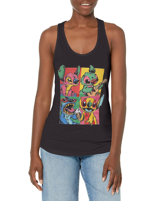 Disney Junior's Lilo Grunge Stitch Slim Fit, Scoop Hem Racerback Tank, Black, X-Large Disney Junior's Lilo Grunge Stitch Slim Fit, Scoop Hem Racerback Tank, Black, X-Large