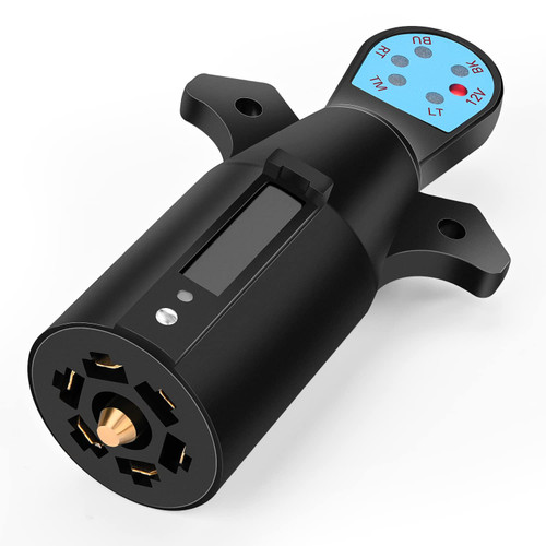 Nilight 7 Way Blade Trailer Connector Tester with Red LEDs Indicators Heavy Duty 7 Pin Trailer Light Wire Circuit Tester Trailer Hitch Wiring Tester, 2 Years Warranty